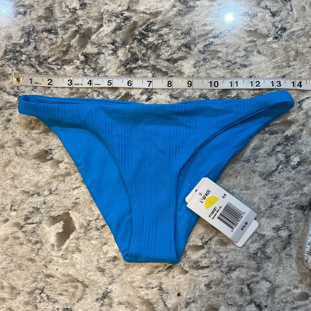 NWT L*Space Camacho Ribbed Bikini Bottom Aquarius Blue Small
